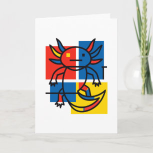 Funny Axolotl Piet Mondrian Abstract Art Pattern Holiday Card