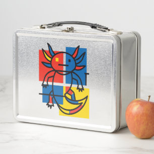 Funny Axolotl Piet Mondrian Abstract Art Pattern Metal Lunch Box