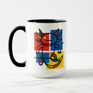 Funny Axolotl Piet Mondrian Abstract Art Pattern Mug