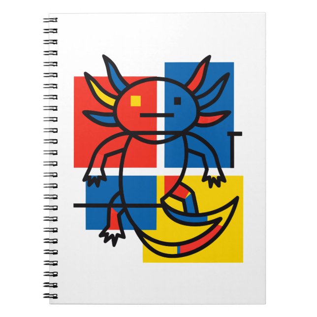 Funny Axolotl Piet Mondrian Abstract Art Pattern Notebook (Front)
