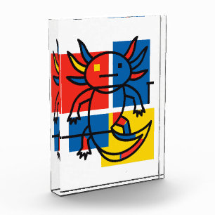 Funny Axolotl Piet Mondrian Abstract Art Pattern Photo Block