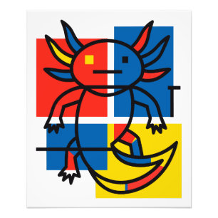 Funny Axolotl Piet Mondrian Abstract Art Pattern Photo Print