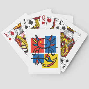 Funny Axolotl Piet Mondrian Abstract Art Pattern Playing Cards