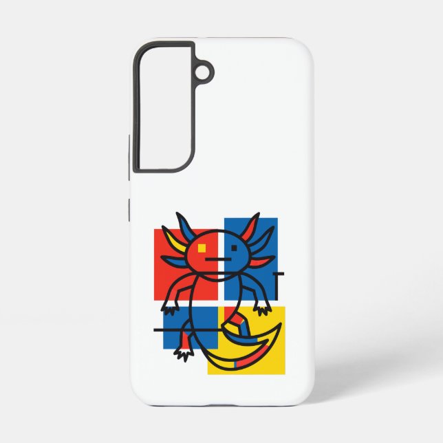 Funny Axolotl Piet Mondrian Abstract Art Pattern Samsung Galaxy S22 Case (Back)