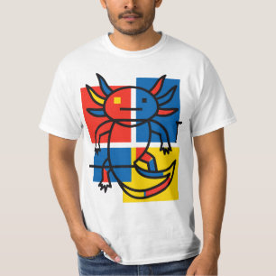 Funny Axolotl Piet Mondrian Abstract Art Pattern T-Shirt