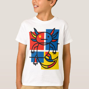 Funny Axolotl Piet Mondrian Abstract Art Pattern T-Shirt