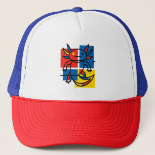 Funny Axolotl Piet Mondrian Abstract Art Pattern Trucker Hat