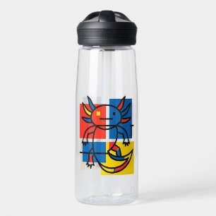 Funny Axolotl Piet Mondrian Abstract Art Pattern Water Bottle