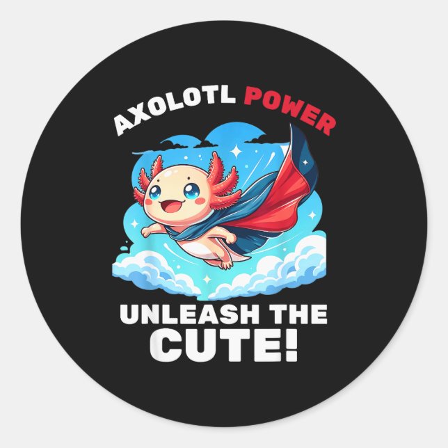 Funny Axolotl Superhero Kids Boys Girls  Classic Round Sticker (Front)