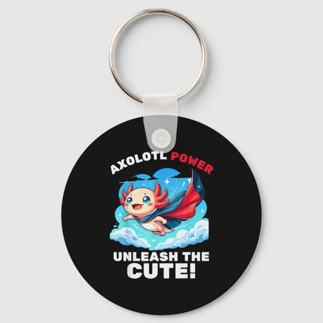 Funny Axolotl Superhero Kids Boys Girls  Key Ring (Front)