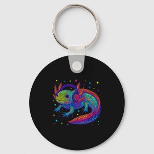 Funny Axolotl Video Gamer Polka Dot Art Student Do Key Ring