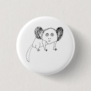 Funny Aye Aye Badge - Weird Badly Drawn Animal