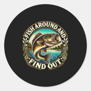 Funny B Fishing Men Dad Grandpa Fishing Lovers Ent Classic Round Sticker