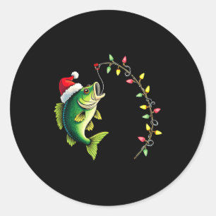 Funny B Fishing Santa Hat Christmas Pajama Fisherm Classic Round Sticker