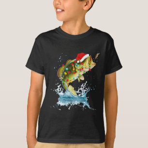 Funny B Fishing Santa Hat Christmas Pajama Fisherm T-Shirt