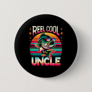 Funny B Fishing Uncle Reel Cool Uncle Father’s Day 6 Cm Round Badge
