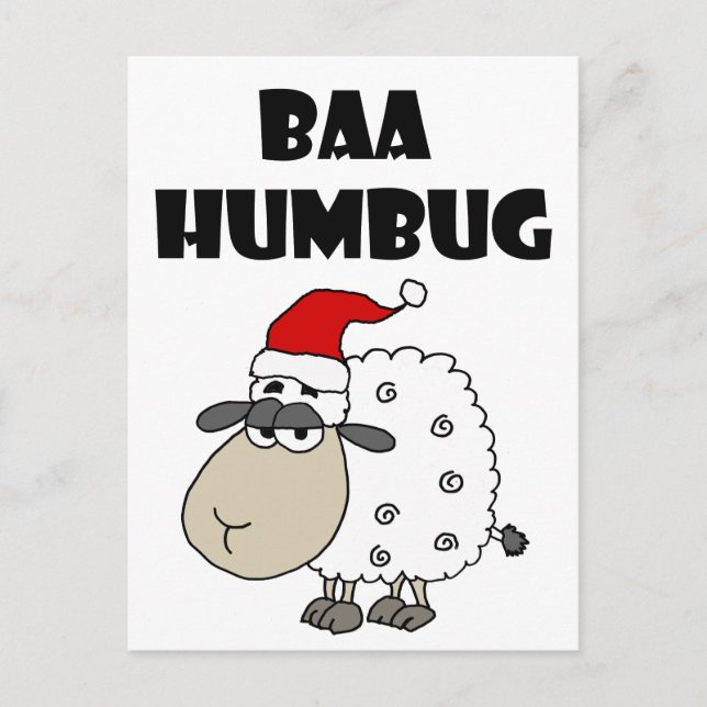 Funny Baa Humbug Christmas Cartoon Holiday Postcard (Front)