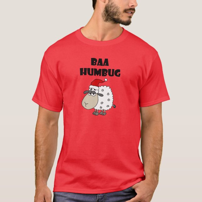 Funny Baa Humbug Christmas Cartoon T-Shirt (Front)