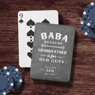 Funny Baba Grandfather Monogram Playing Cards