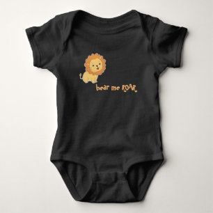 Funny Baby Black Bodysuit Lion Hear Me Roar