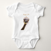 Funny Baby Bodysuit with Playful Ostrich - Smile