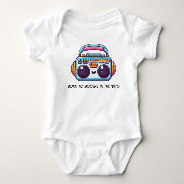 Funny Baby Born to Boogie in the '90's Bodysuit (Front)