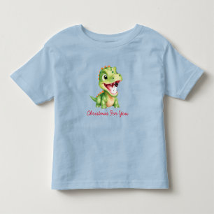 Funny baby Dinosaur eat snowman Christmas party Toddler T-Shirt