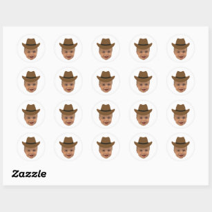 Funny Baby Face 1st Rodeo Western Theme  Classic Round Sticker