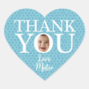 Funny baby face blue thank you Sticker
