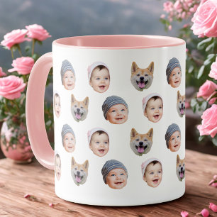 Funny Baby Face Mug, Upload 3 Photos Mug