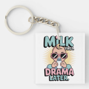 Funny Baby Feeding Quote Design Key Ring