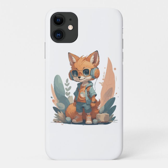 Funny baby fox headphone Case-Mate iPhone case (Back)