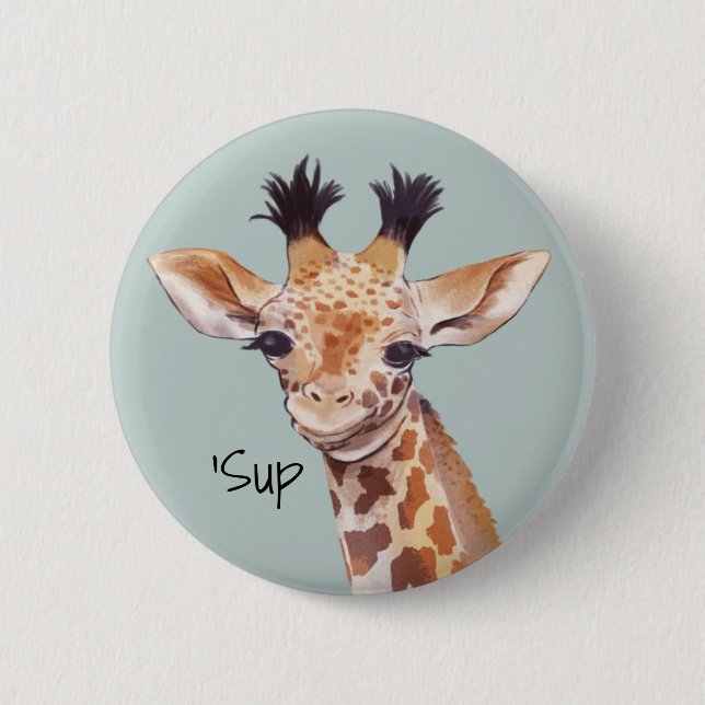 Funny Baby Giraffe Personalised 6 Cm Round Badge (Front)