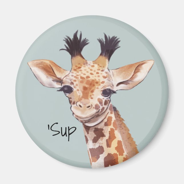 Funny Baby Giraffe Personalised Magnet (Front)
