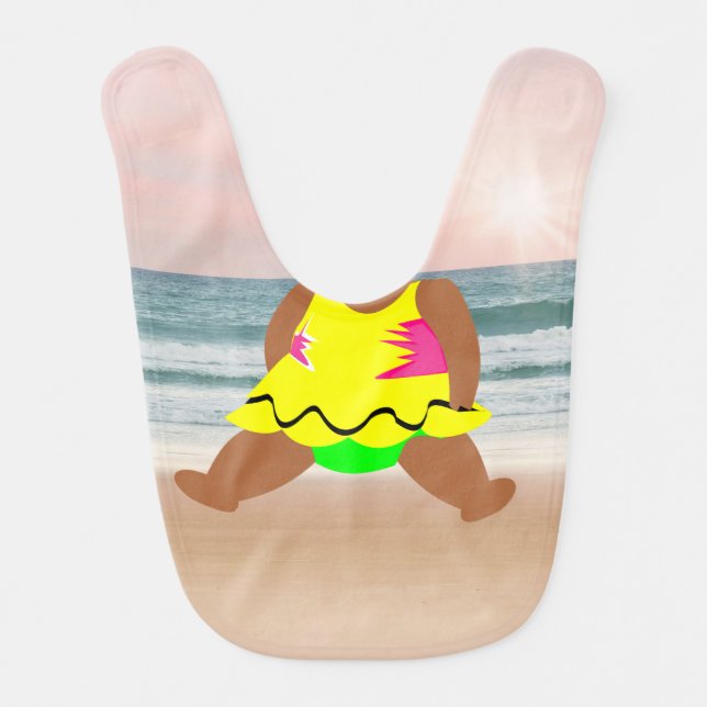 Funny Baby Girl on the Beach Bib (Front)