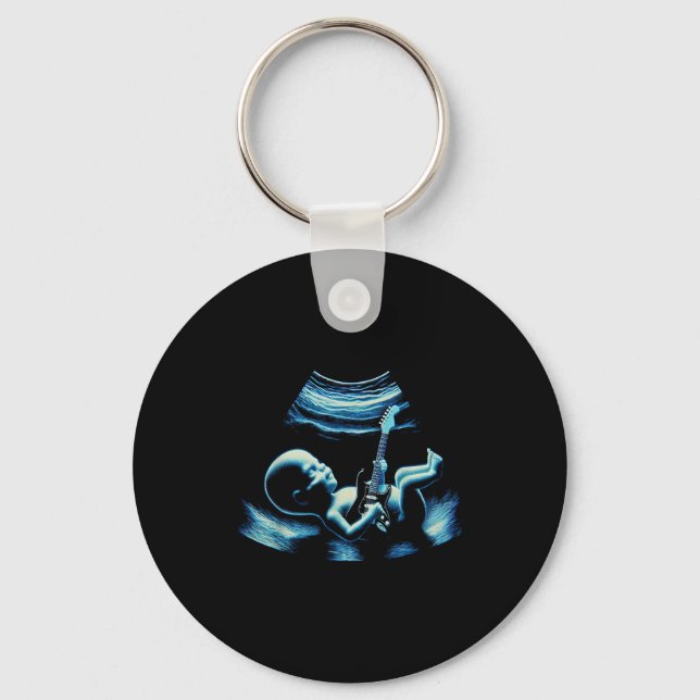 Funny Baby Guitar Player Rock Music Pregnancy Anno Key Ring (Front)