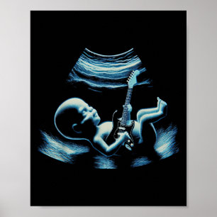 Funny Baby Guitar Player Rock Music Pregnancy Anno Poster
