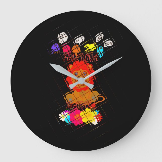 Funny Baby Lion King: Hakuna Matata Art Design Large Clock (Front)