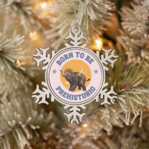 Funny Baby Mammoth Prehistoric Birthday Snowflake Pewter Christmas Ornament