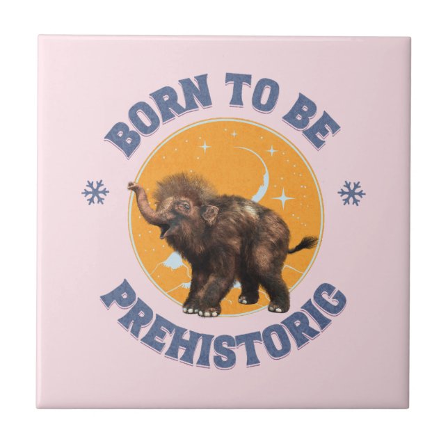 Funny Baby Mammoth Prehistoric Birthday Tile (Front)