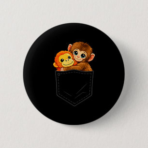 Funny baby monkey punch and ora-mama pocket men 6 cm round badge