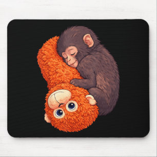 Funny baby monkey punch cute animal men women kids mouse mat