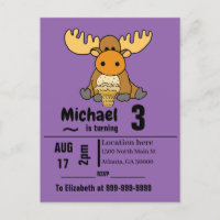 Funny Baby Moose eating Ice Cream Birthday Party