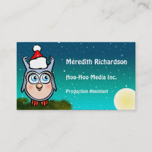 Funny Baby Owl With Cute Santa Hat Business Card