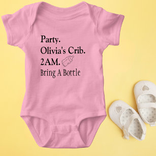Funny Baby Party at My Crib Personalised  Baby Bodysuit
