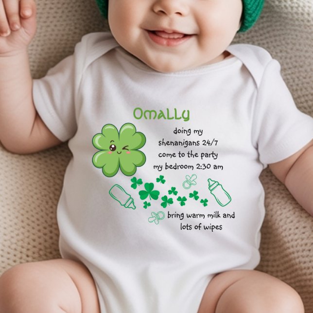 Funny Baby Quote Green Clover St Patricks Bodysuit (Creator Uploaded)