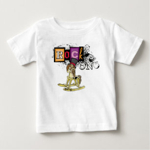 Funny baby rock on rocking horse tee