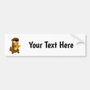 Funny Baby Sea Otter with Starfish Bumper Sticker
