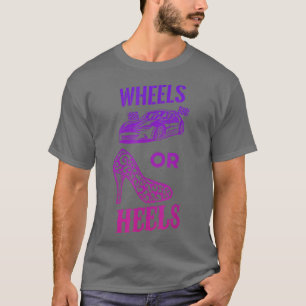 Funny Baby Shower Gender Reveal Wheels or Heels Te T-Shirt