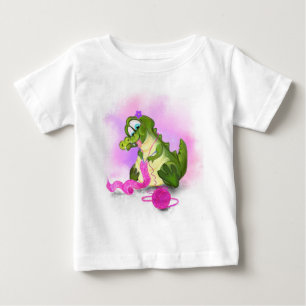 Funny Baby T-Shirt with Crocodile Knits Pink Scarf